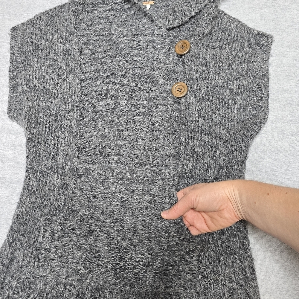 Free People Gray Hooded Women's Sweater Vest Wool Blend Size XS - Picture 6 of 12